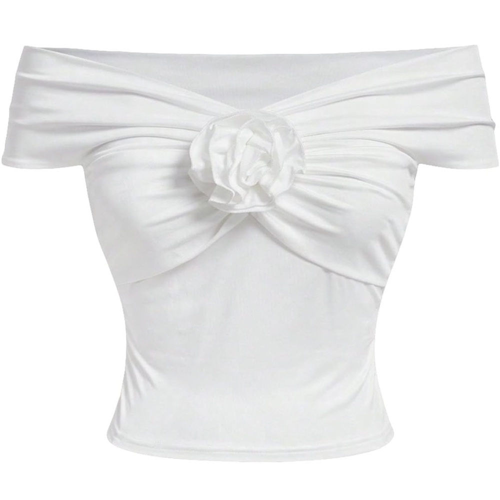 Rosette White Off the shoulder Top